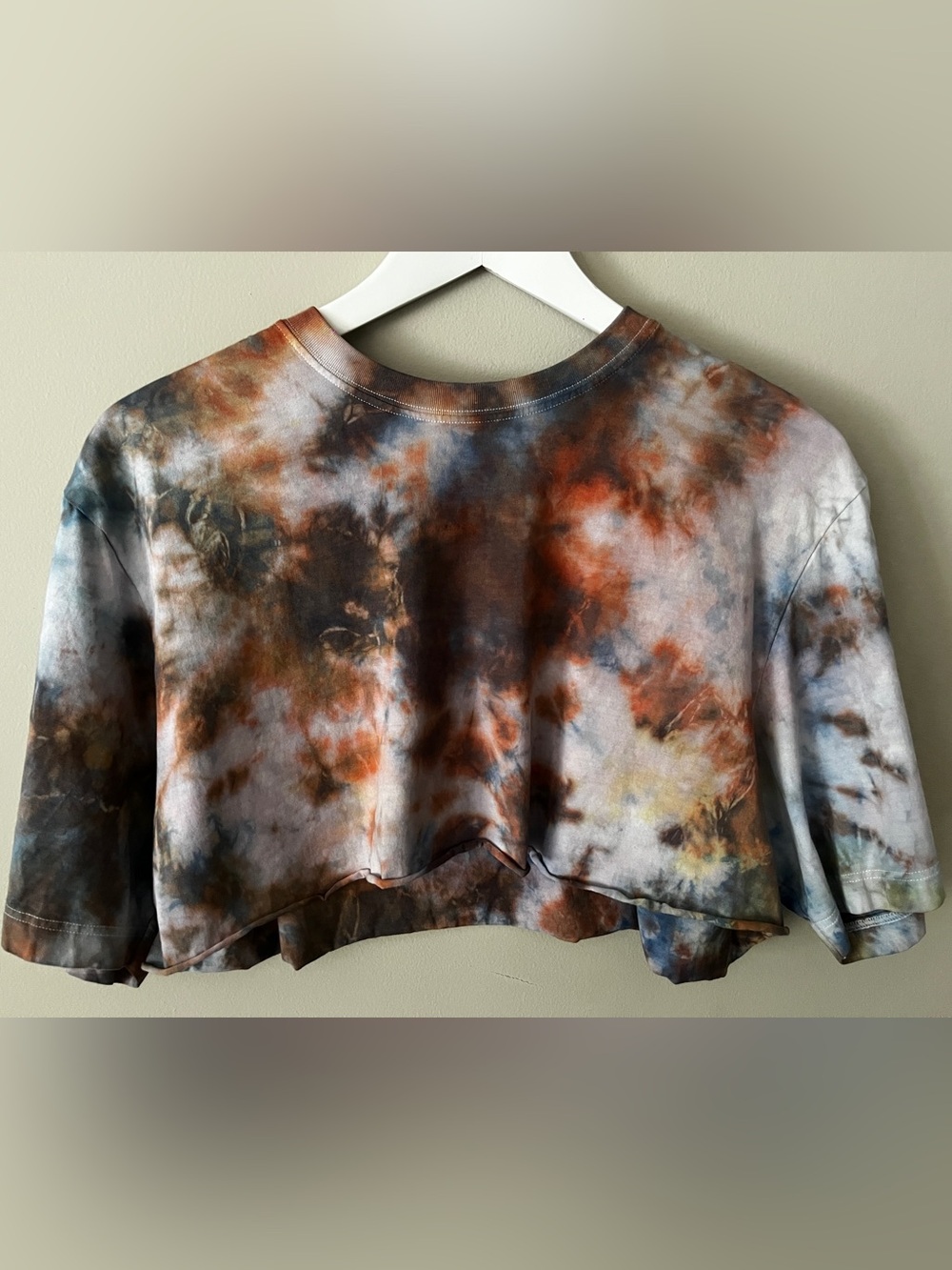 Jockey Tie-Dye Crop Top in Rust, Blue & Brown
